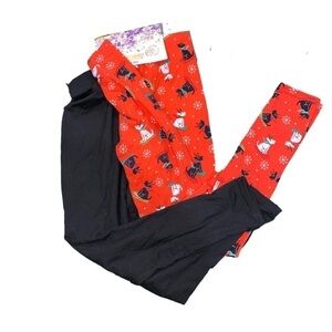 Women’s Duo Pack Leggings Christmas and Black Small